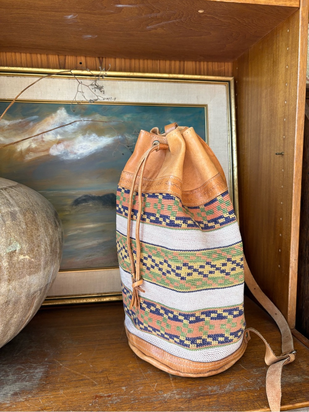 VTG South American Handmade Woven Leather Backpack